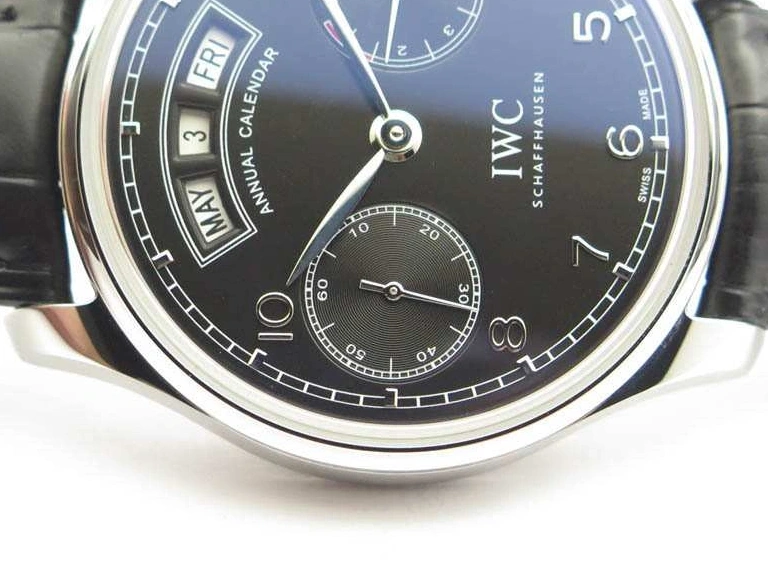 MIROTIME 0328 Portuguese Real PR Real Annual Calendar IW5035 YLF 1:1 Best Edition Black Dial On Leather Strap A Soft 7240